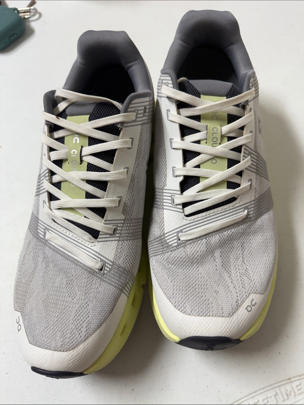 On Running Men’s Athletic Shoes — Light Gray with Lime Accents
